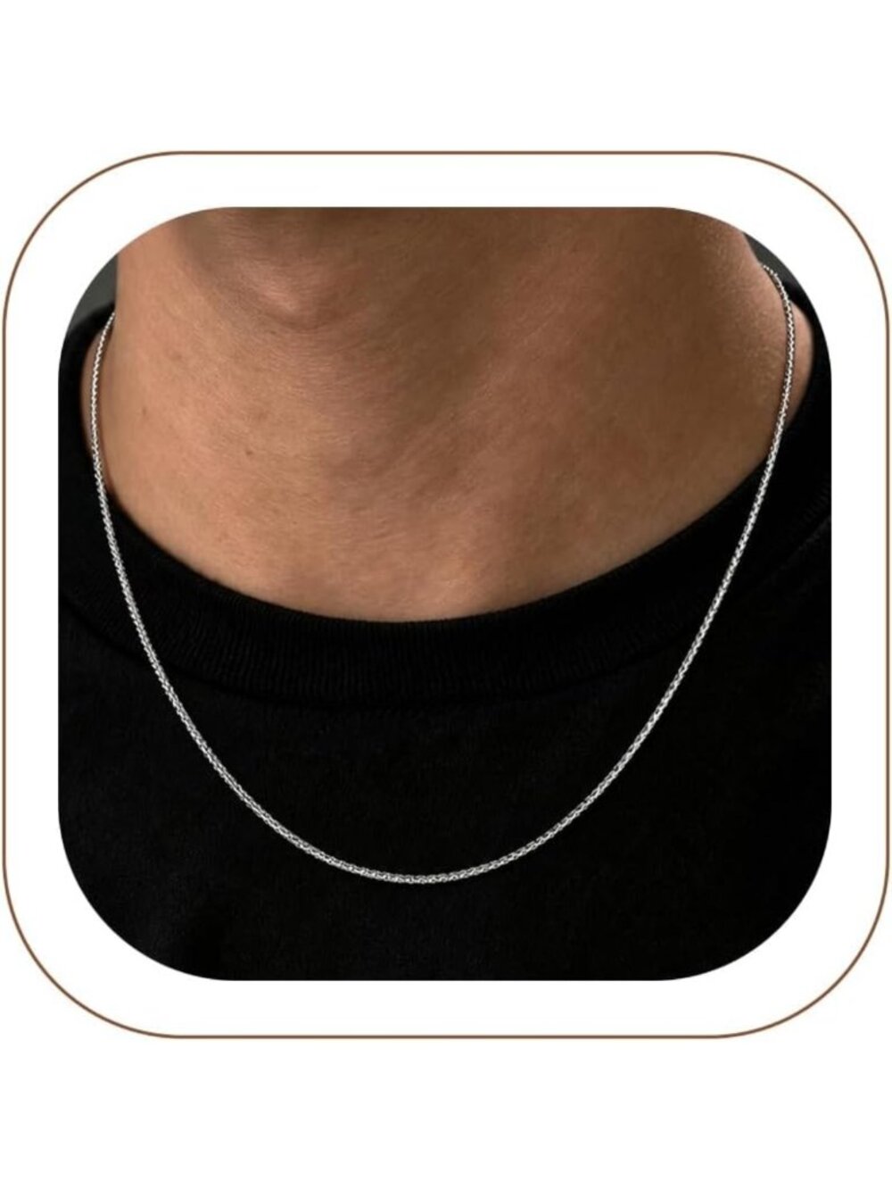 Stylish Stainless Steel Flat Box Chain Necklace for Men, 2/4/6/8mm Width Options